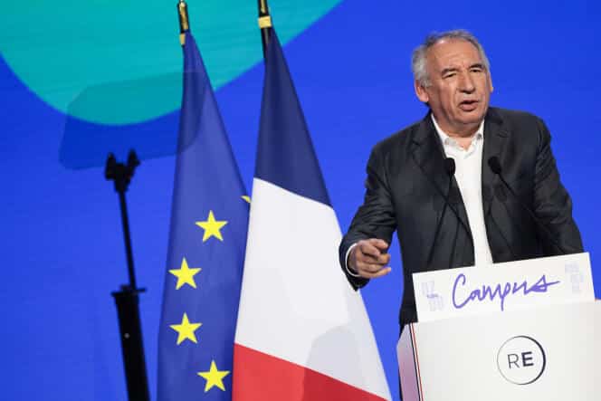 François Bayrou, le président du MoDem, lors du campus européen du parti Renaissance, à Bordeaux, le 8 octobre 2023.